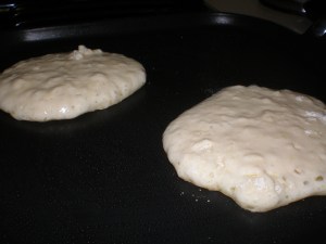 pancakes on griddle